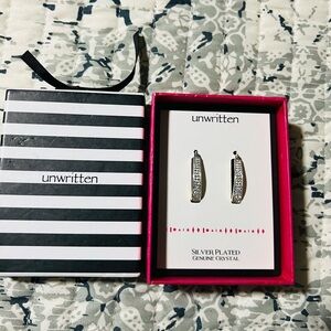 Unwritten Silver Plated Genuine Crystal Hoop Earrings New in Box